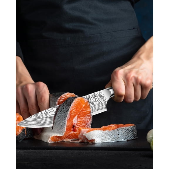 8" Super Professional Chef's Knife with Finger Guard and Knife Sharpener