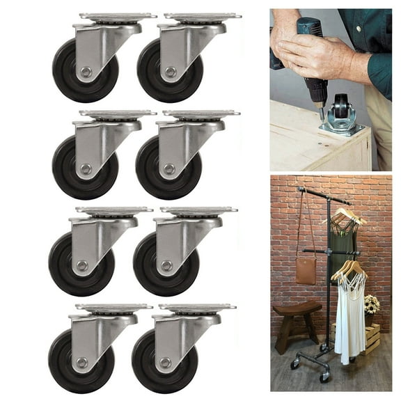 8 Swivel Chair Casters 2" Wheels Heavy Duty Rubber Base Top Plate Bearing Office