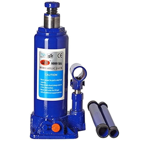 8 TON Universal Hydraulic Universal Bottle Car Jack, Compatible for Lifting All Cars, Material - Alloy Steel, Color - Blue, Lifting Capacity (8000 KG)