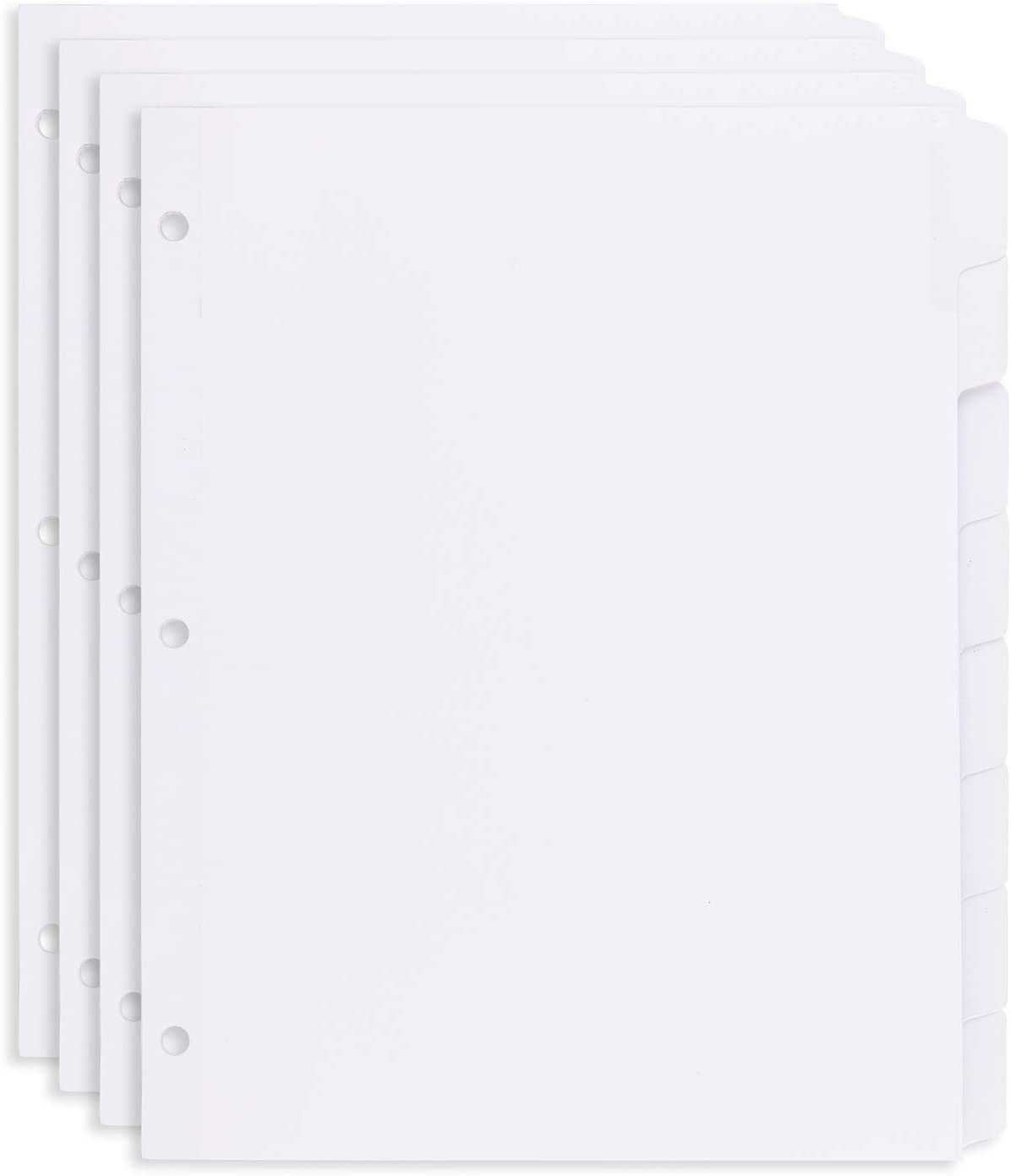 8Tab Binder Divider, White Label Dividers with Easy Peel, 4Pack