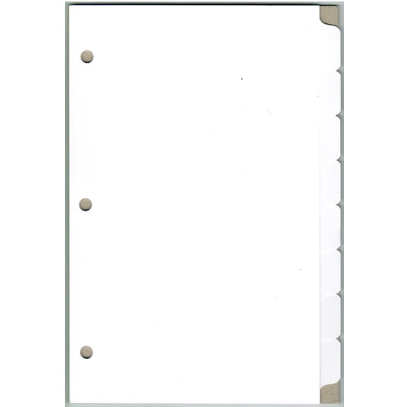 8-Tab White Ring-Book Index Divider Sheets, 6" x 9.5", 3-Hole Punched 100 lb Tag - Three (3) Sets