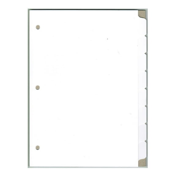 8-Tab White Ring-Book Index Divider Sheets, 8.5" x 11", 3-Hole Punched 100 lb Tag - Three (3) Sets