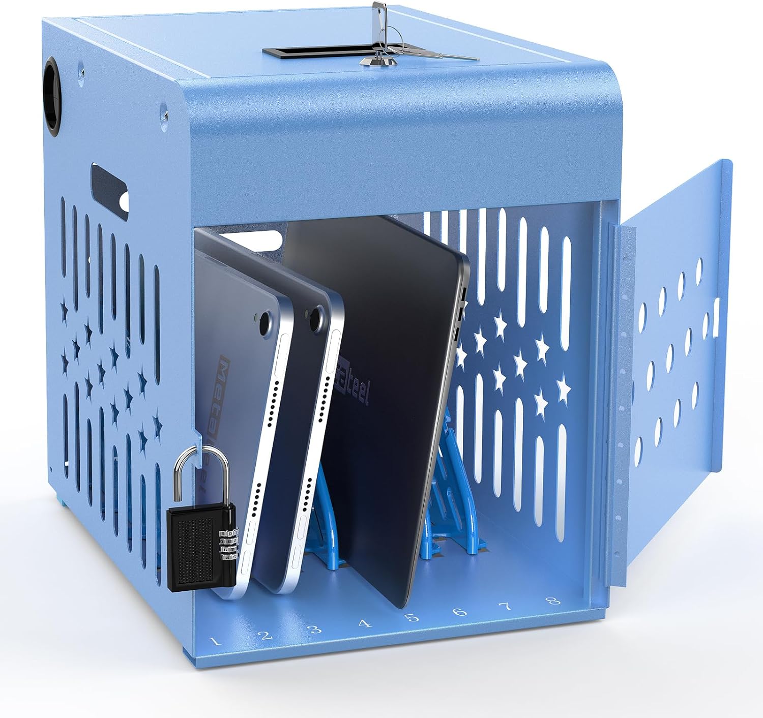 Longtec Tablet Box 8 Tablet Charging Station Lock Box - Fits 14