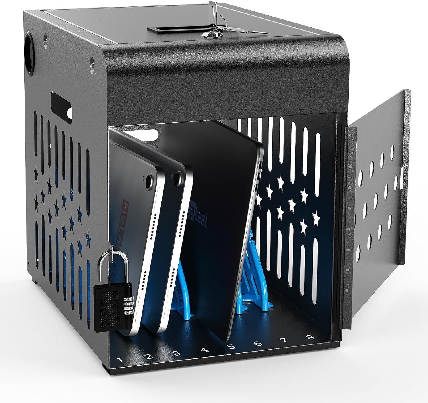 8 Tablet Charging Station Lock Box - Fits 14
