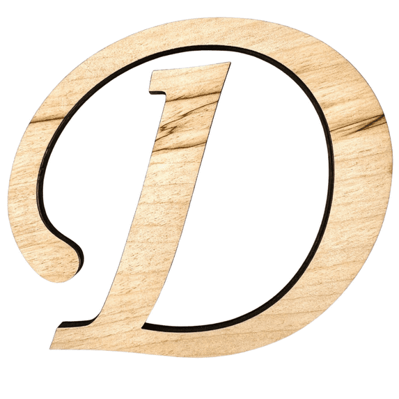 8" Tall BIRCH Wood Letter D | Krafty Supply 1/4" Thick Wooden Letters | Wood Craft Letter | Monotype Font | Fancy Fonts