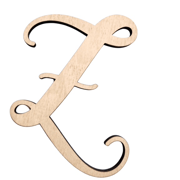 8" Tall BIRCH Wood Letter Z | 1/4" Thick | Wood Craft Letter | Starfish Font | Script Font