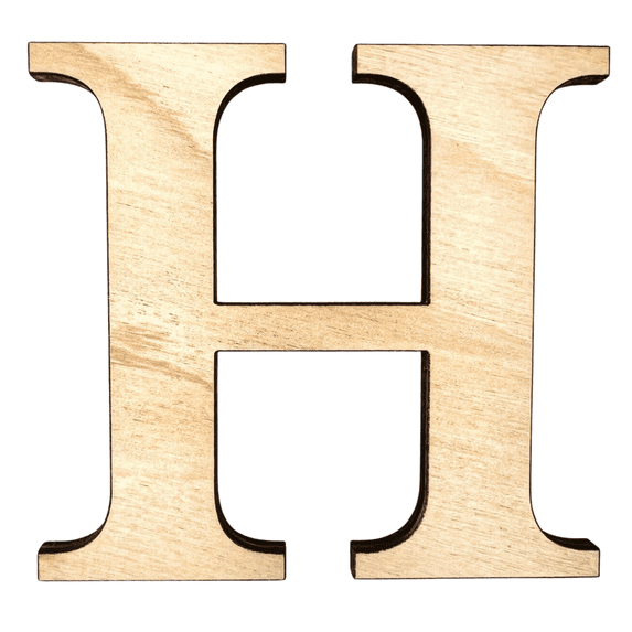 8" Tall Birch Letter H | 1/4" Thick Birch Plywood| Krafty Supply Letters | Times | Wooden Letter