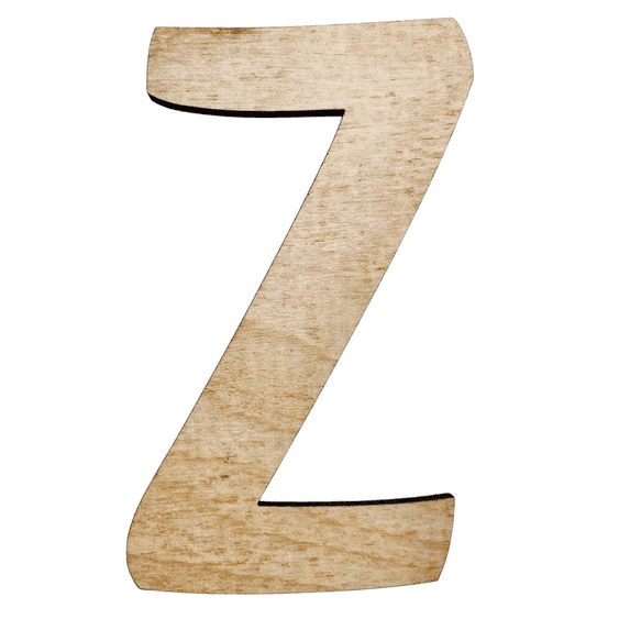 8" Tall Birch Wood Letter Z | 1/4" Thick | Wood Craft Letter | American Font