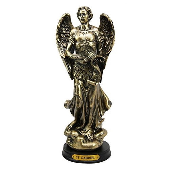 8" Tall Catholic Church Saint Archangel Gabriel With Scroll Message Decorative Figurine