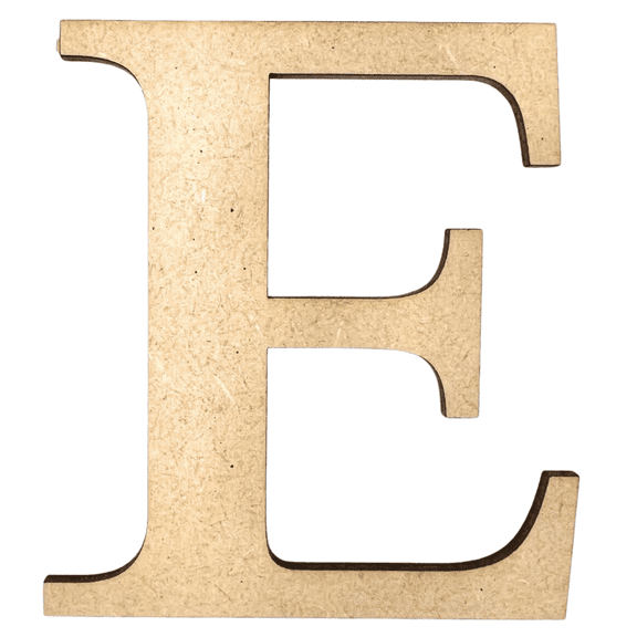 8" Tall MDF Letter E | 1/4" Thick | Krafty Supply Letters | Times | Wooden Letter