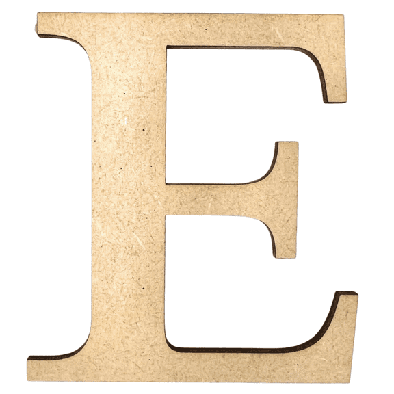 8" Tall MDF Letter E | 1/8" Thick | Krafty Supply Letters | Times | Wooden Letter