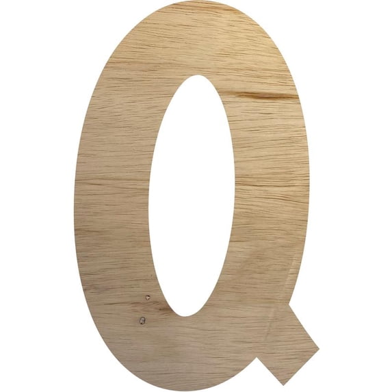 8'' Tall Unfinished Wooden Letter Q, Paintable Blank Wood Material Letter