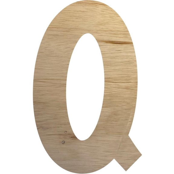 8'' Tall Unfinished Wooden Letter Q, Paintable Blank Wood Material Letter