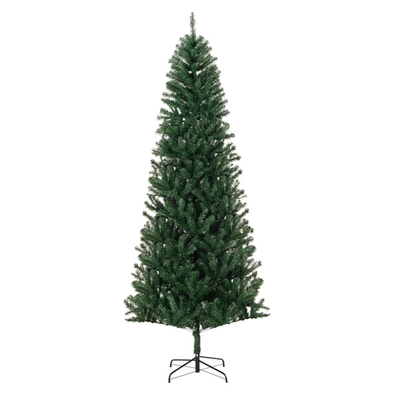 8' Tall Unlit Slim Fir Artificial Christmas Tree with Realistic Branches, and 1168 Tips, Green