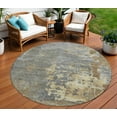 thumbnail image 1 of HomeRoots 618246 8 ft. Taupe, Gray & Beige Round Abstract Washable Indoor & Outdoor Area Rug, 1 of 5