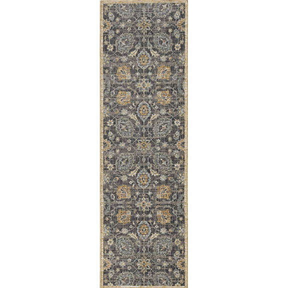 8' Taupe Machine Woven Vintage Traditional Indoor Runner Rug