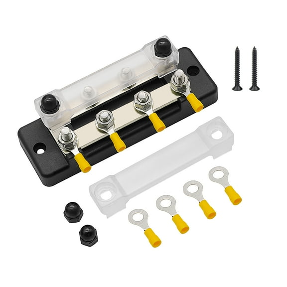 8 Terminal Power Distribution Block Bus Bar with Covers 150 Amps Rating Marine Bus Bar Automotive Battery Terminal