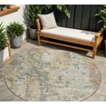 thumbnail image 1 of HomeRoots 605526 8 ft. Terra Cotta, Beige & Dark Gray Round Abstract Washable Indoor & Outdoor Area Rug, 1 of 5