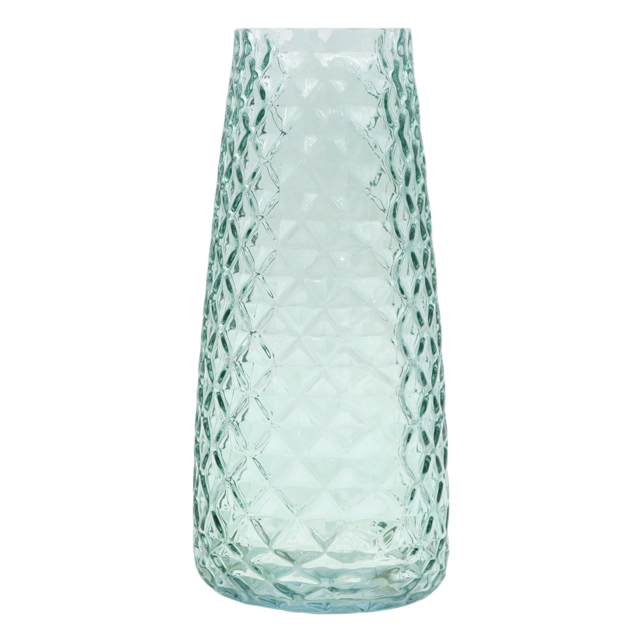 8" Green Textured Glass Vase for Bouquets