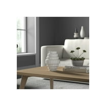 Modern Ceramic Vase - Geometric Textured Stoneware Decorative Accent for Home, Office, Bedroom & Living Room - Contemporary Floral Vase - 8" White