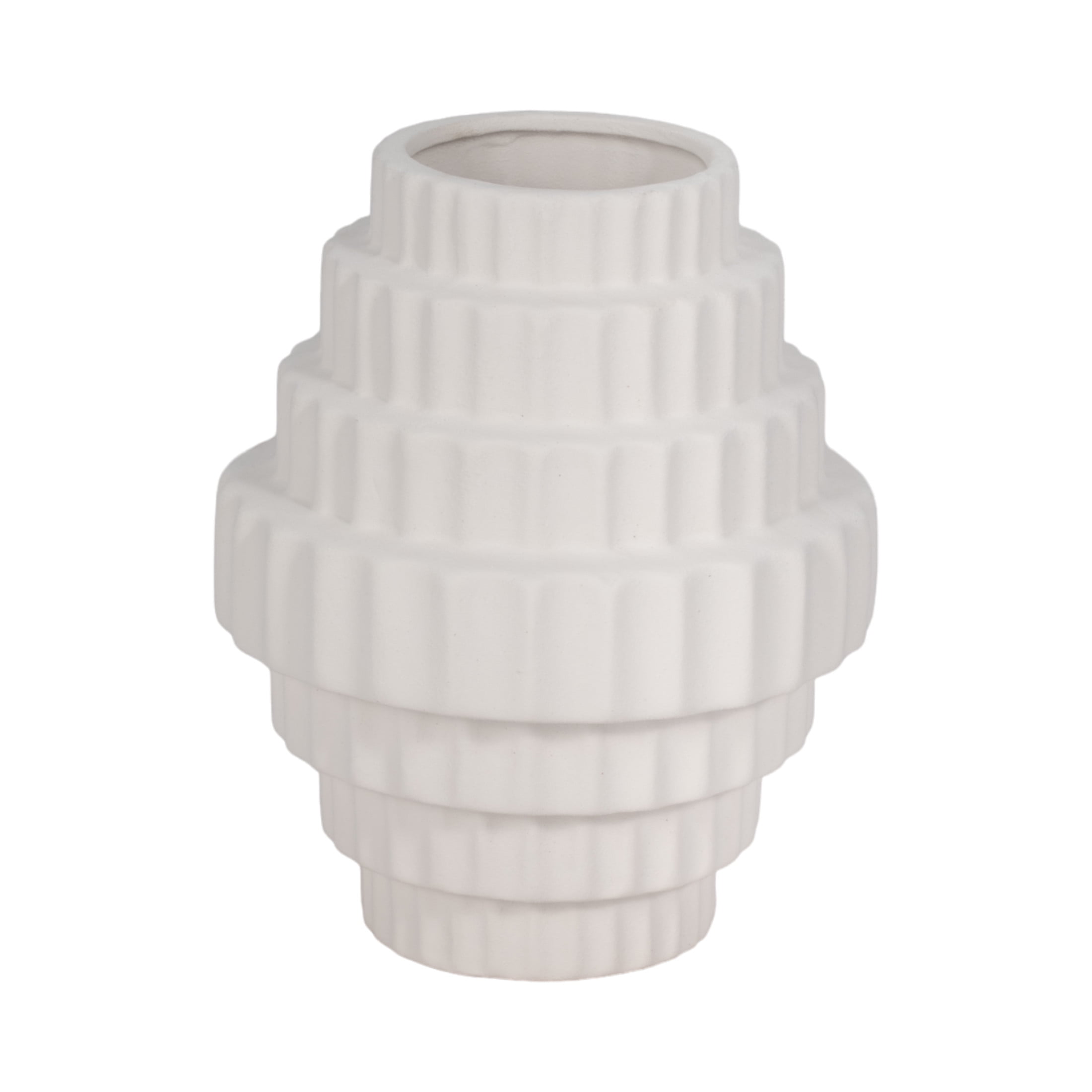 White Textured Ceramic Vase for Table Centerpieces