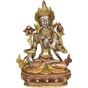 8" Tibetan Buddhist Goddess White Tara In Brass | Handmade | Made In India - Brass Statue