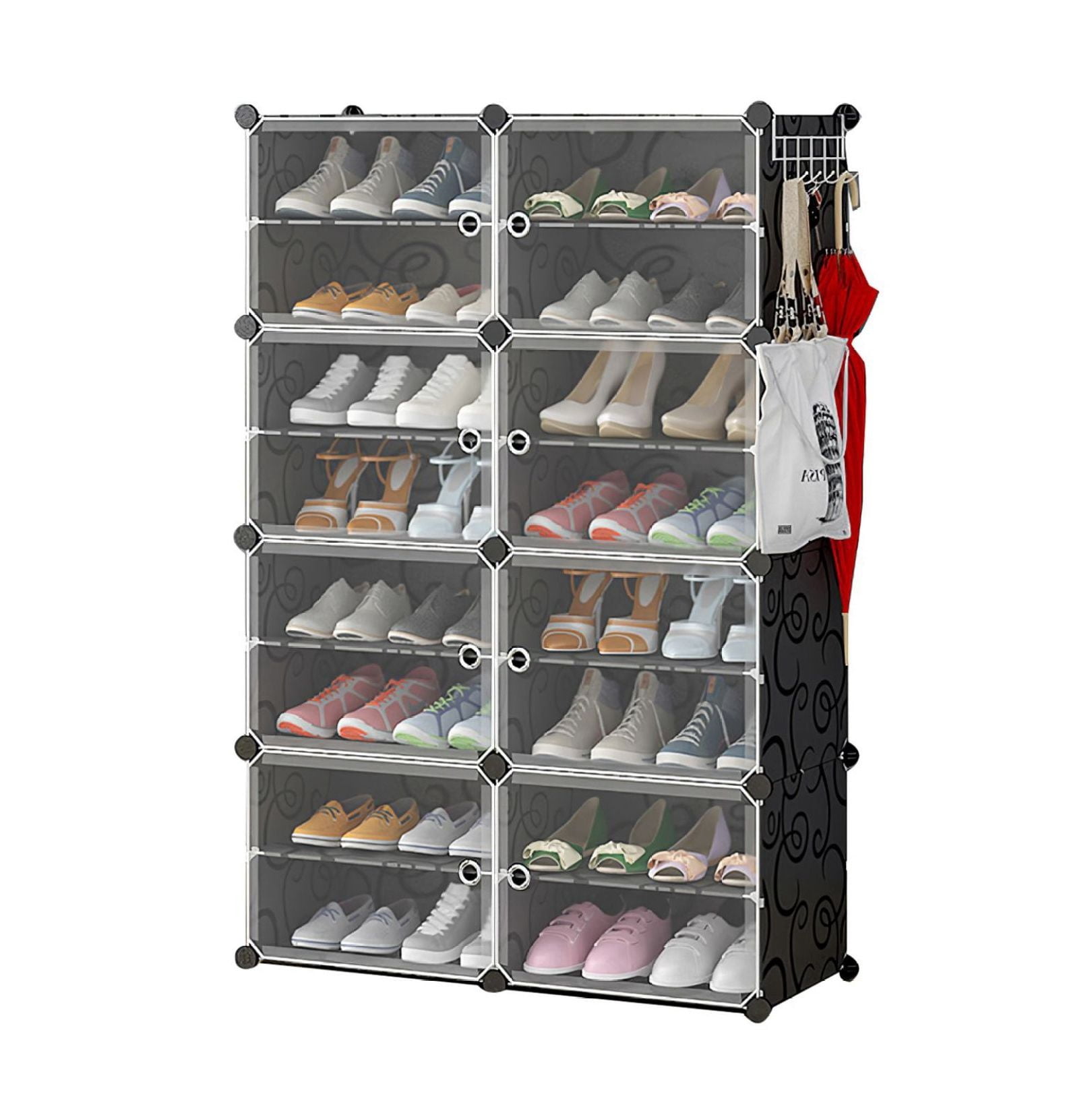 8-Tier 2-Row Shoe Rack Organizer Stackable Free Standing Shoe Storage ...