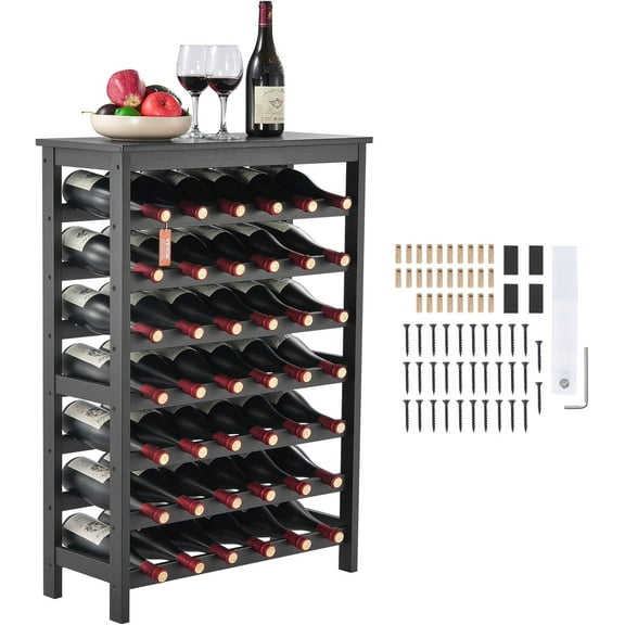 8-Tier 72 Bottles Stackable Modular Wine Rack, Freestanding Wines Holder Display Shelf, Solid Bamboo Wood Storage Racks, Wobble-Free Shelves for Kitchens, Dining Rooms, Cellars, Natural Color