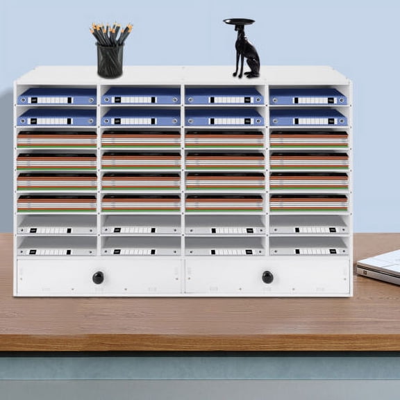 8 Tier Adjustable Literature Organizer 32 Slots File Sorter Paper Storage Holder