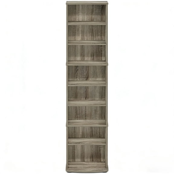 8-Tier Adjustable Narrow Media Shelf, Combined Storage Shelves in a Vertical Storage Tower, Optimizes Office Organization for Living Room & Home Office, Classic French Oak Grain Easy Assembly