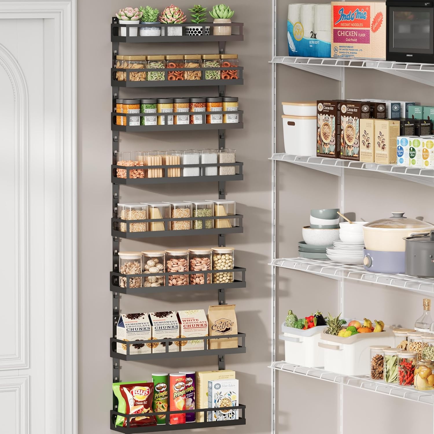 Mixed Rack 8-Tier Adjustable Spice Rack – Wall-Mounted Space-Saving Organizer with ...