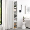 thumbnail image 1 of 8-Tier Bookshelf, Ultra-thin Storage Cabinet with Adjustable Shelf, Media Tower Rack, Suitable for Office Study and Living Room Display,White, 1 of 7