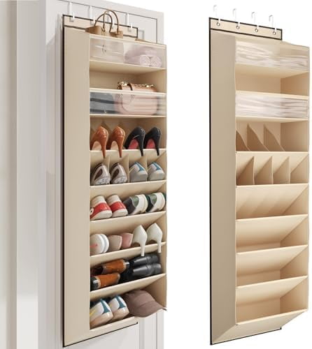 8 Tier Clear Over the Door Shoe Organizer with Deep Pockets, Door Shoes ...