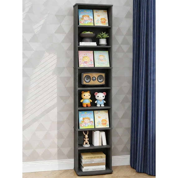 8-Tier DVD Rack Tower, CD Cabinet with Adjustable Shelves, DVD Storage Shelf for Living Room, Bedroom, Office