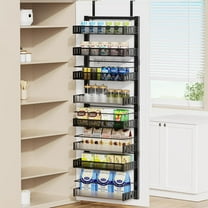 8-Tier Over the Door Pantry Organizer, 2 in 1 Large Door Spice Rack with Adjustable Metal Baskets, Heavy Duty Hanging or Wall Mounted Storage Organizer for Kitchen Pantry and Room Wall