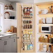 Delamu 8-Tier Over the Door Pantry Organizer, Heavy-Duty Metal Pantry Door Organizer with 8 Baskets, Hanging Storage Door Organization Kitchen Door Rack, White