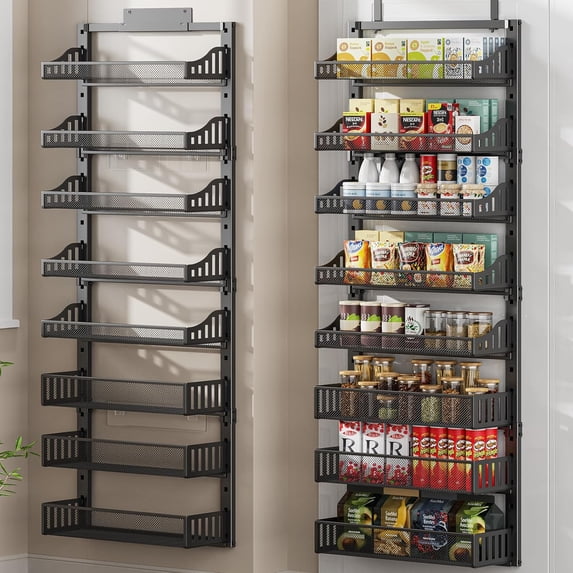 8-Tier Over the Door Pantry Organizer, Large Metal Door Spice Rack with ...