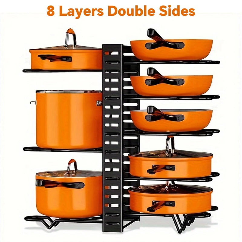 8-Tier Heavy-Duty Stainless Pot Rack Organizer, Space-Saving Vertical ...