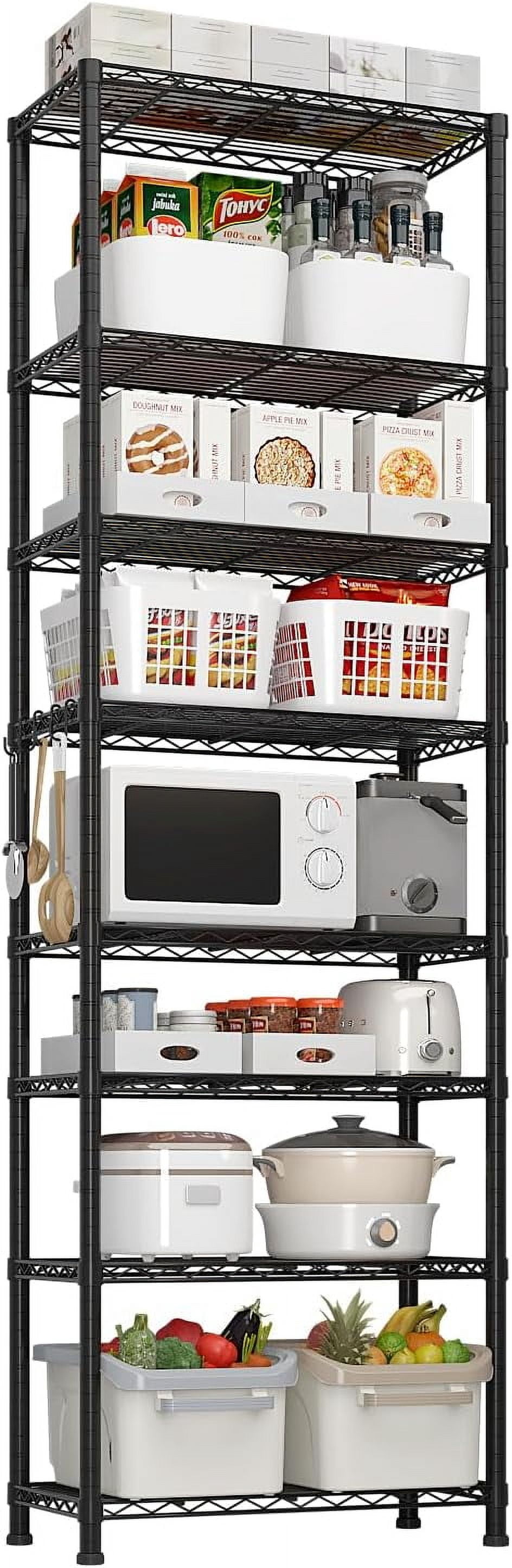 8-Tier Heavy Duty Steel Wire Shelving Unit, Adjustable Storage Rack for