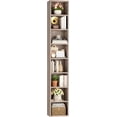 thumbnail image 1 of 8-Tier Media Tower Rack, 11.6 X 9.3 X 70.9 Inches CD DVD Slim Storage Cabinet with Adjustable Shelves, Tall Narrow Bookcase Display Bookshelf for Home Office,Oak, 1 of 18