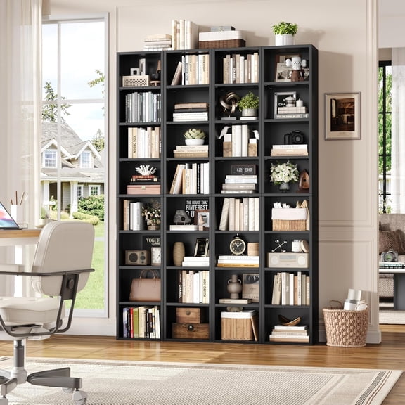 8-Tier Media Tower Rack, 11.6 X 9.3 X 70.9 Inches Slim Storage Cabinet with Adjustable Shelves, Tall Narrow Bookcase Display Bookshelf for Home Office, Black
