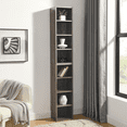thumbnail image 1 of 8-Tier Media Tower Storage Rack, Double-Decker CD DVD Shelf with Adjustable Shelves, Tall Narrow Bookcase for Home Office, Freestanding Organizer Cabinet, 1 of 8