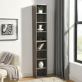 thumbnail image 1 of 8-Tier Media Tower Rack, CD DVD Slim Storage Cabinet with Adjustable Shelves, Tall Narrow Bookcase Display Bookshelf for Home Office,Multi-functional double-decker bookcase, 1 of 2