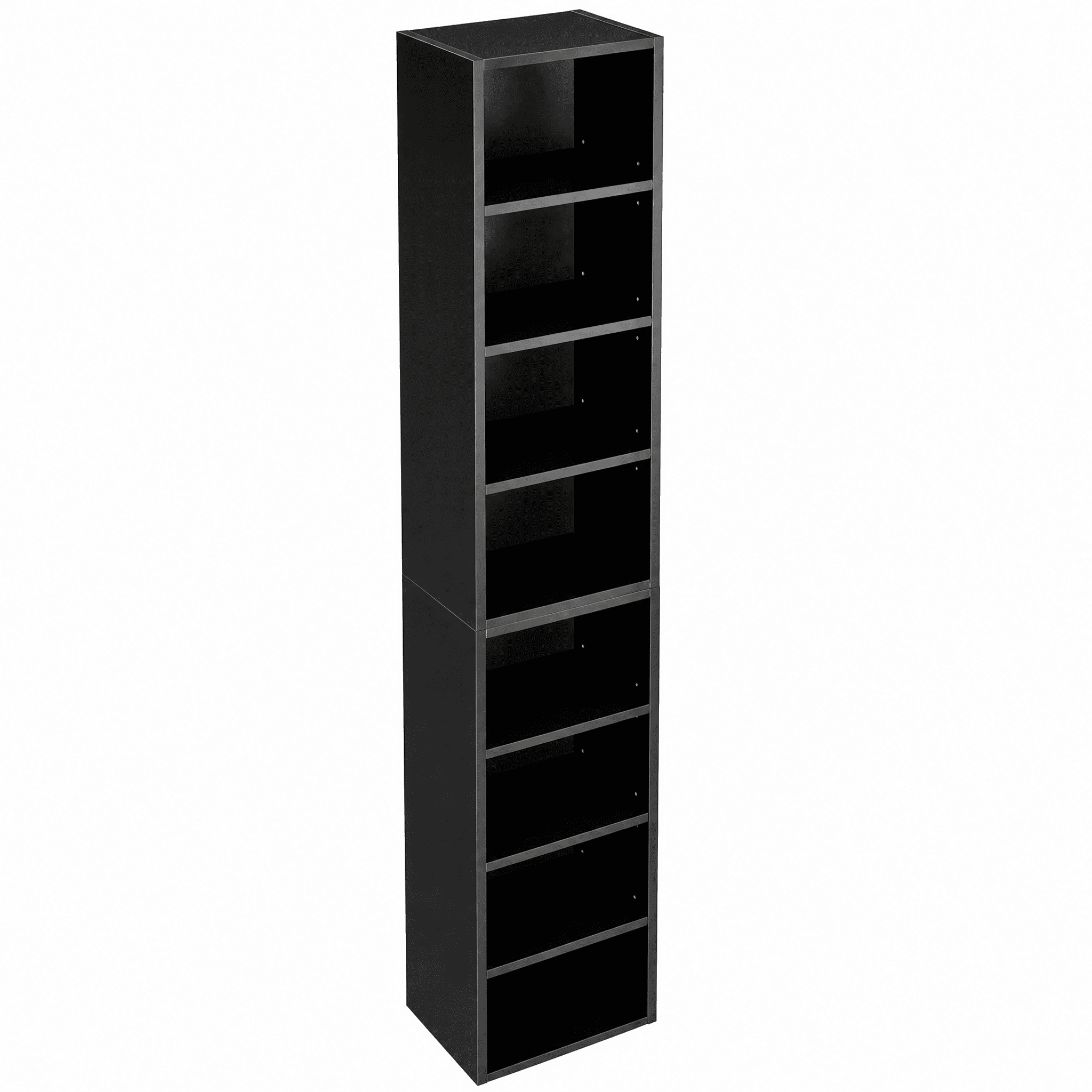 8-Tier Media Tower Rack, CD DVD Slim Storage Cabinet with Adjustable Shelves, Tall Narrow Bookcase Display Bookshelf for Home Office