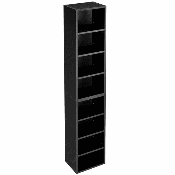 8-Tier Media Tower Rack, CD DVD Slim Storage Cabinet with Adjustable Shelves, Tall Narrow Bookcase Display Bookshelf for Home Office