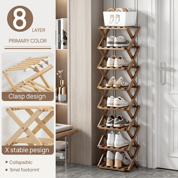 8-Tier Narrow Foldable Shoe Rack