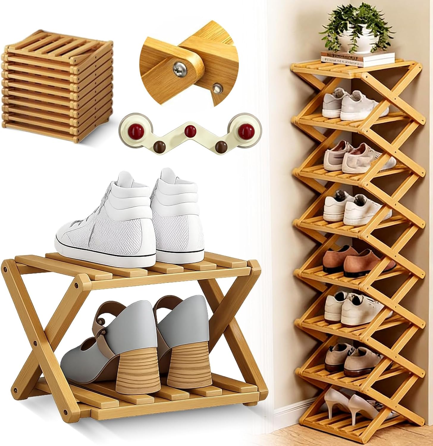 The 8-Tier No-Assembly Bamboo Rack, 2026 Upgraded Foldable 9 Tier ...