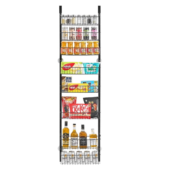 8-Tier Over The Door Pantry Organizer, Heavy-Duty Steel, Adjustable Baskets, 26.5 lbs Capacity, for Kitchen Laundry Bathroom Storage