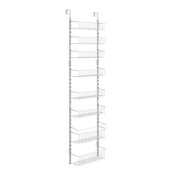 8-Tier Over-the-Door Pantry Organizer, Adjustable Hanging Storage Shelf for Kitchen, Spice Cabinet, Bathroom - Sturdy Metal Wire Rack with Hooks, Easy Assembly, Space Saving