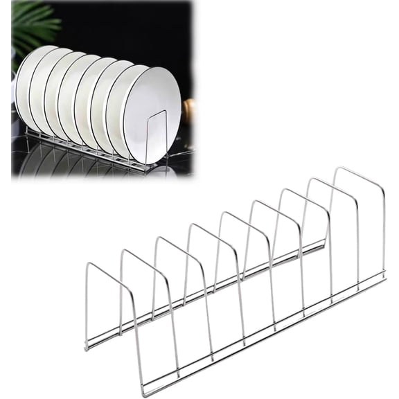 8-Tier Pot Lid Organizer for Cabinet, Stainless Steel Lid Rack Holder, Vertical Storage for Pot Lids, Bakeware, Cutting Boards & Pans, Kitchen Cabinet Pantry Storage Rack(RL 1 PC)